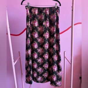 Black Floral Maxi Skirt - Women